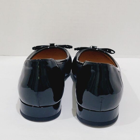 GEOX Lola Flats w Bow Womens 38 Size 8 Black Patent Leather Cap Toe Low Heels - Picture 6 of 14